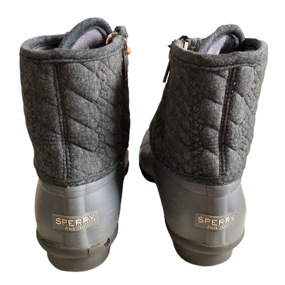 Sperry Duck Boots STS97186 Gray Charcoal Saltwater Rope Womens 6M Quilted Ankle - Picture 7 of 11